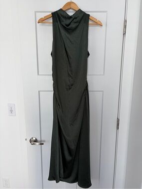 Grade & Gather Shirred Drape Satin Dress - L